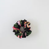 Print Satin Scrunchie Black
