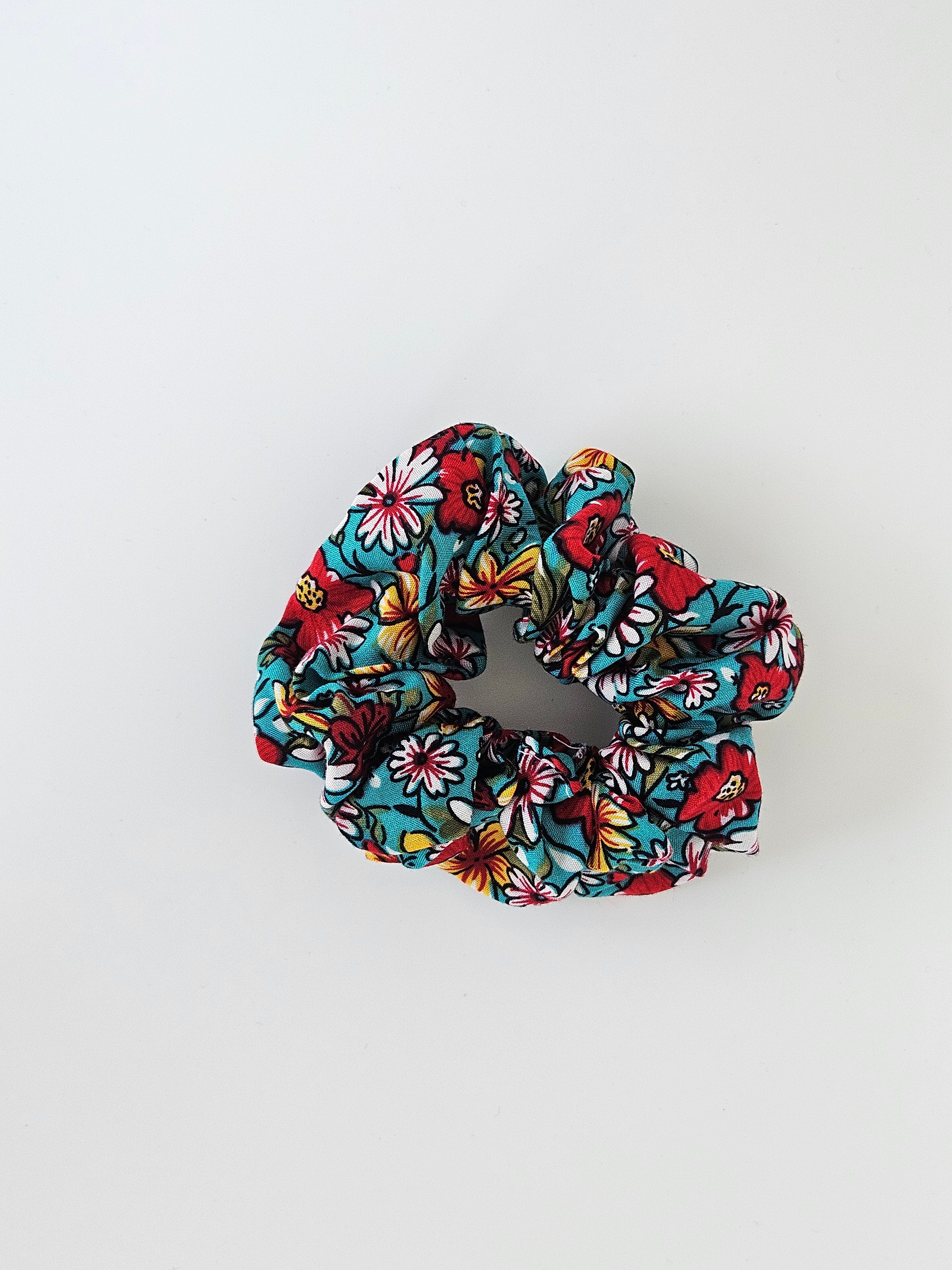 Print Scrunchie Teal and Red