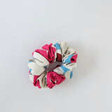 Print Satin Scrunchie Cream & Pink