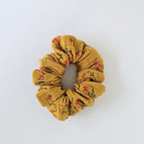 Linen Floral Print Scrunchie Mustard