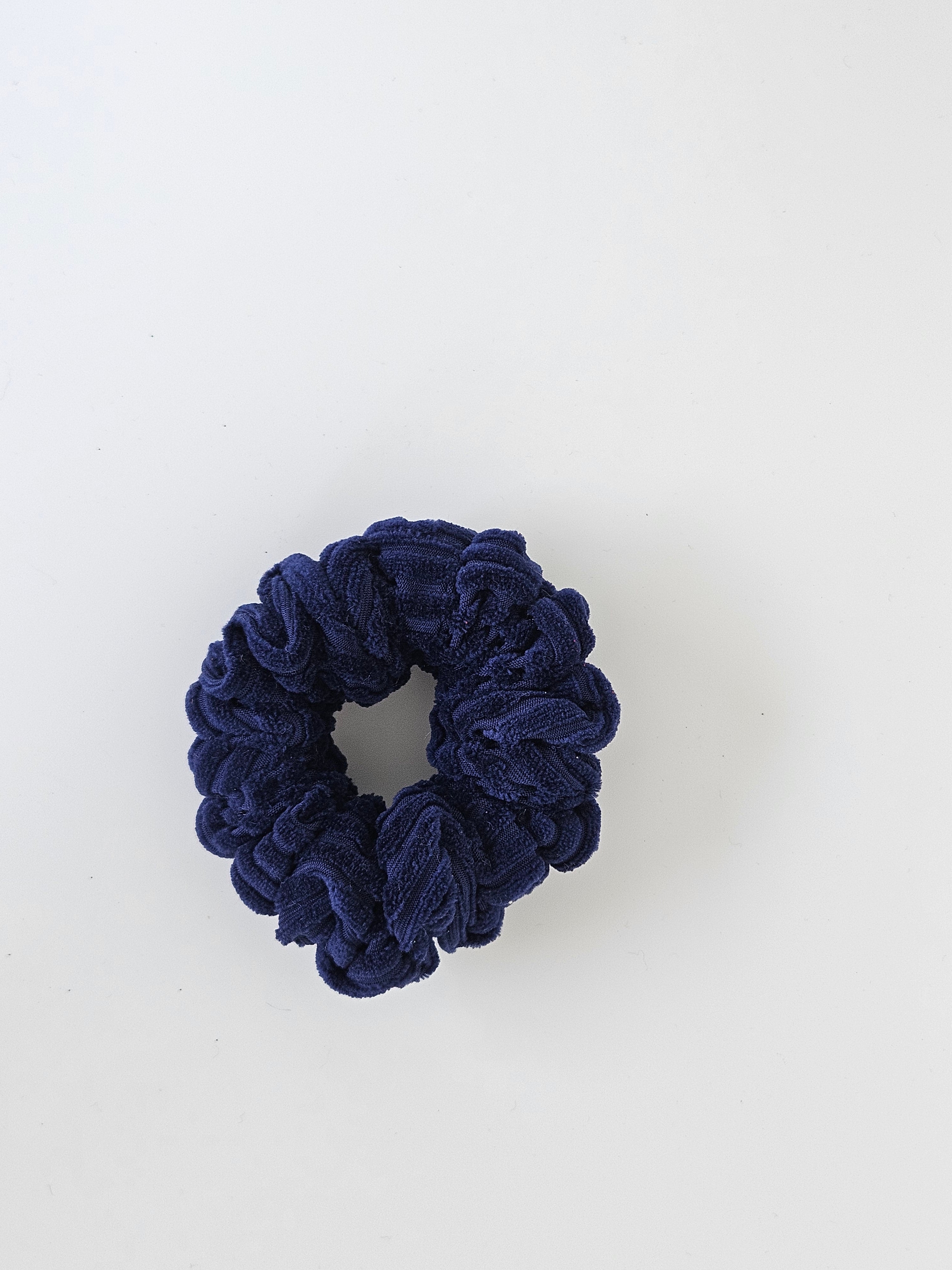 Velvet Ribbed Blue Scrunchie