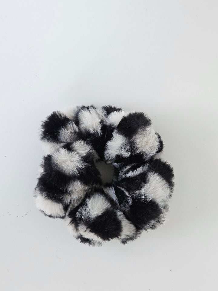 Teddy Fluffy Scrunchie Tan Print