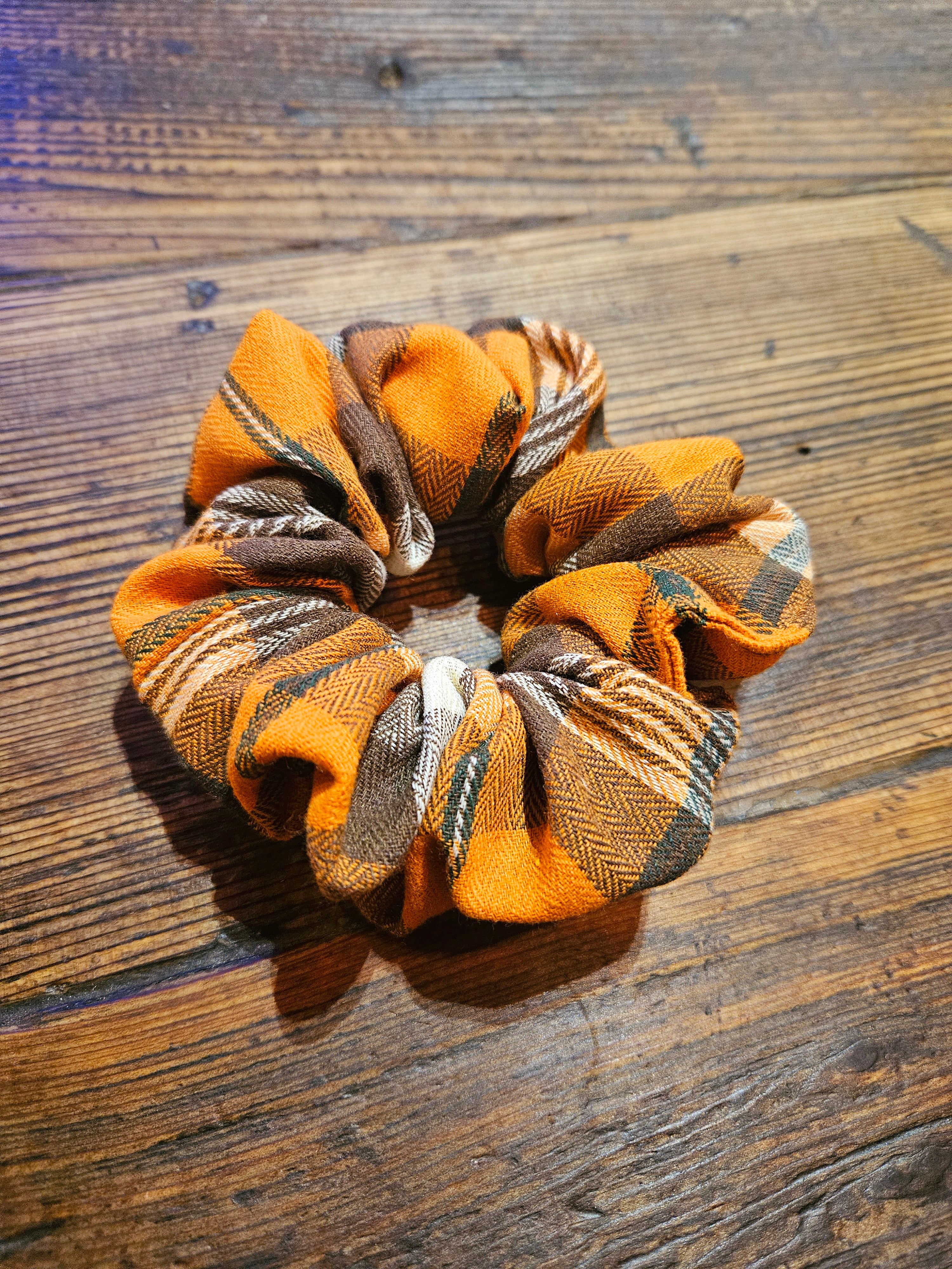 Plaid Pumpkin Scrunchie