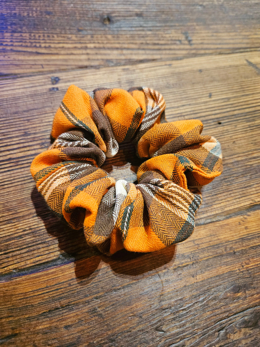 Plaid Pumpkin Scrunchie