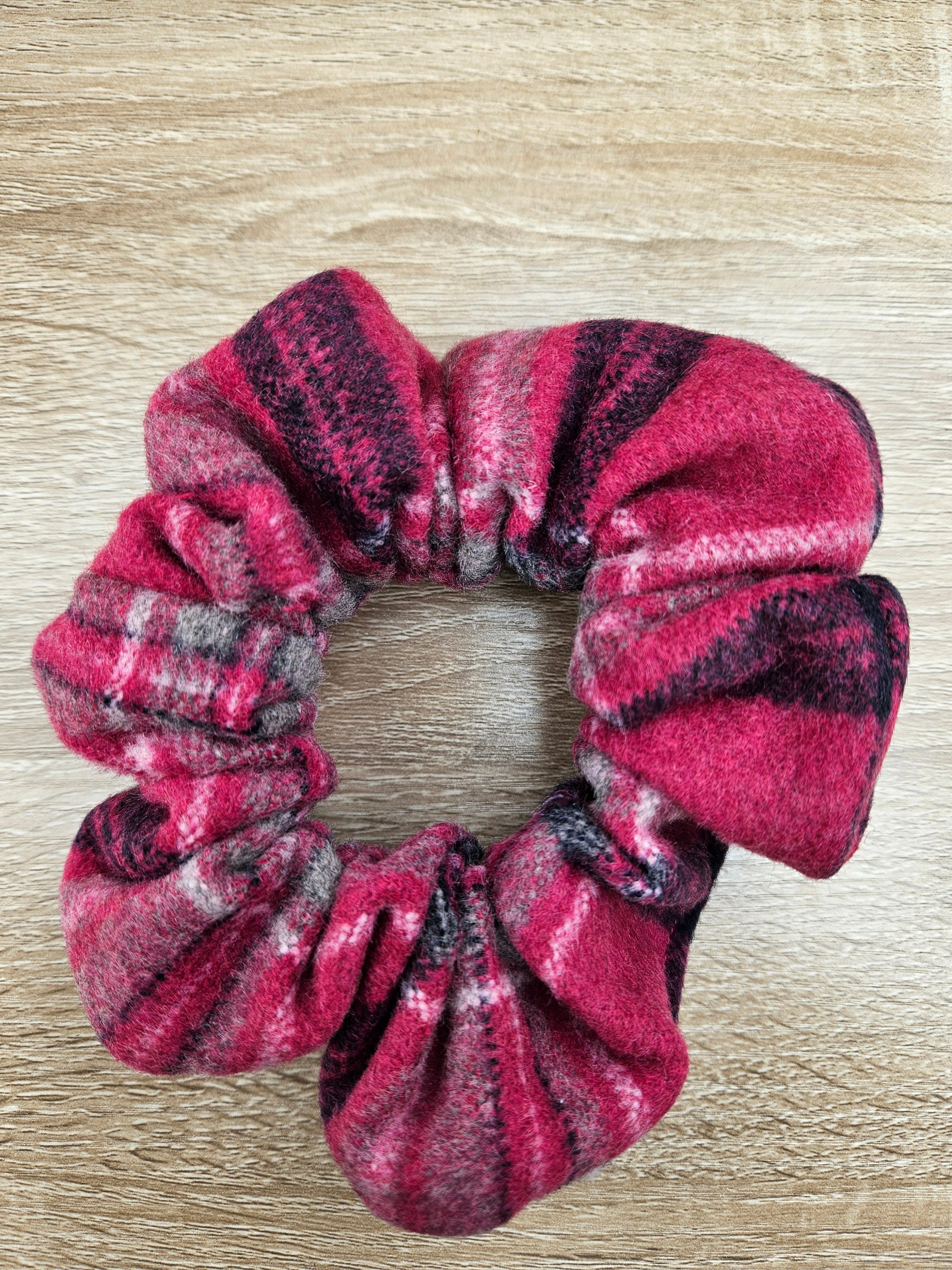 Pink Felt Plaid Scrunchie