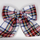 White Checked Bow