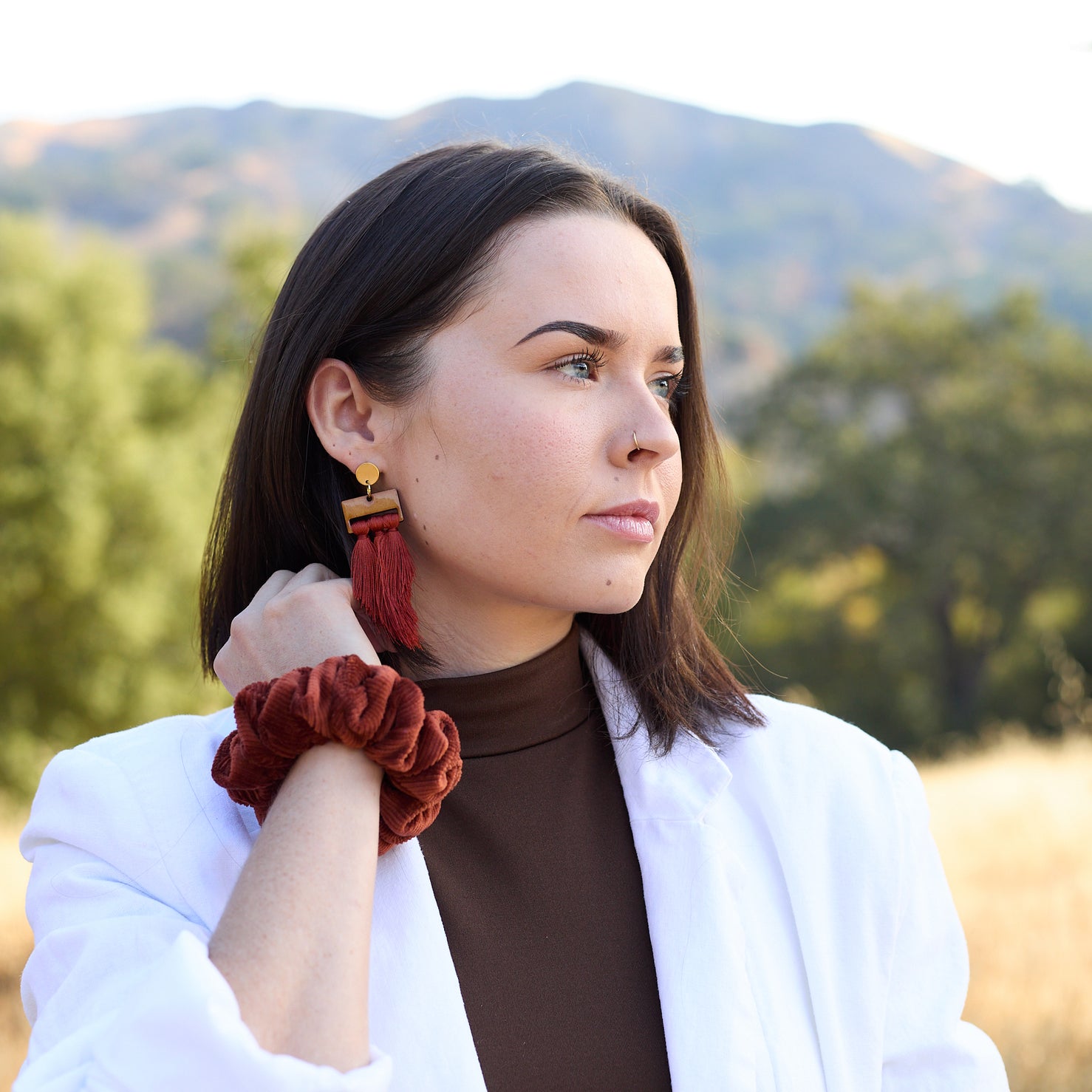 Corduroy Maroon Scrunchie