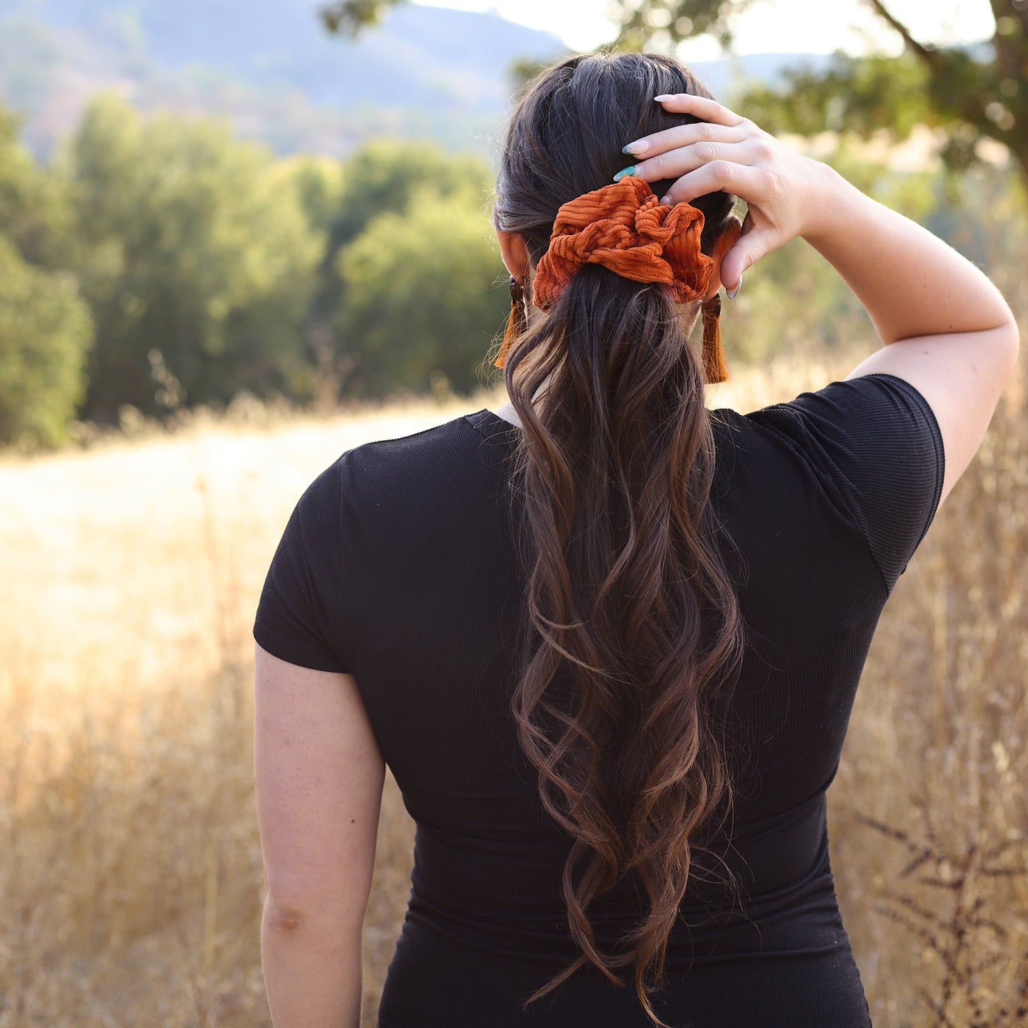 Corduroy Scrunchie Blue