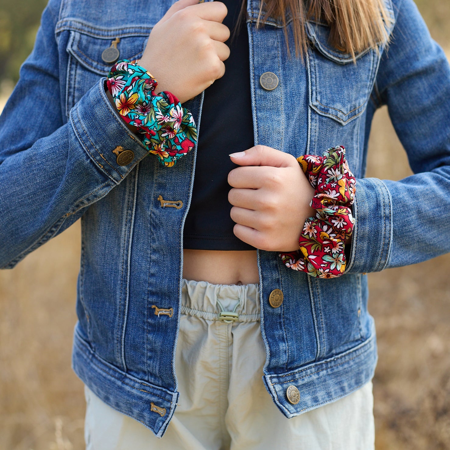 Print Scrunchie Teal and Red