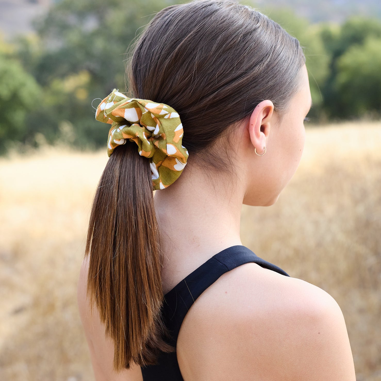 Print Scrunchie Green & White