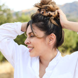Teddy Fluffy Scrunchie Tan Print