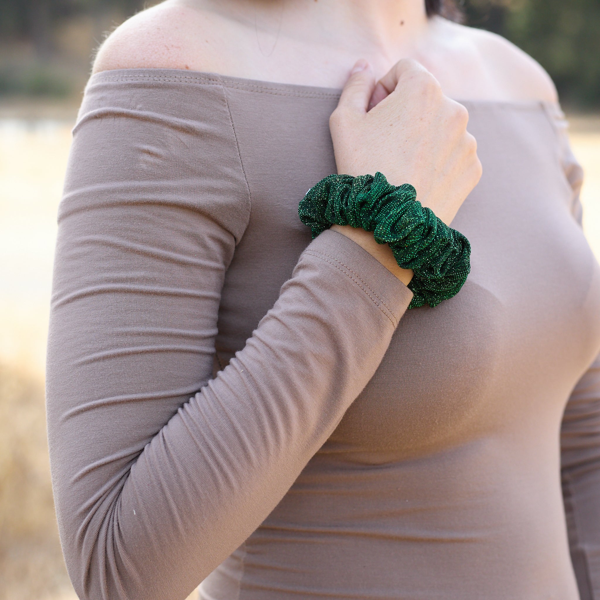 Glitter Scrunchie Beige