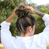 Teddy Fluffy Scrunchie Tan Print