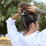 Teddy Fluffy Scrunchie Tan Print