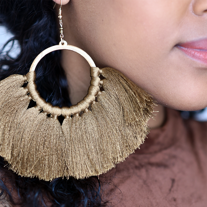 Statement Threaded Fringe Hoop Earring