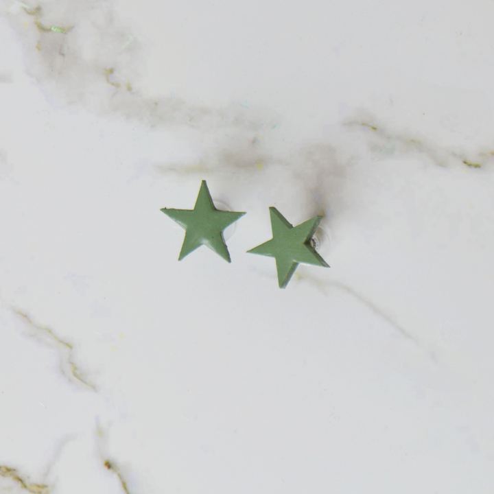 Star Stud Wood Earrings