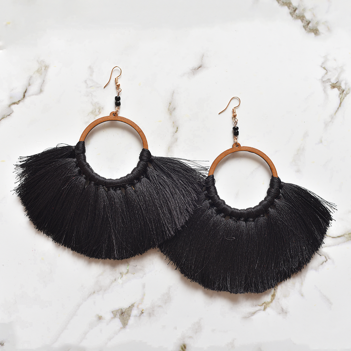 Statement Threaded Fringe Hoop Earring