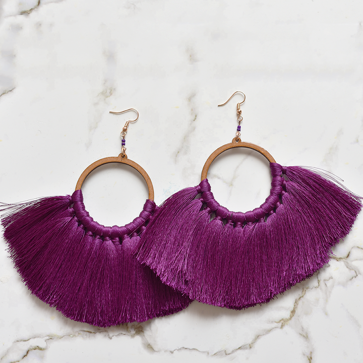 Statement Threaded Fringe Hoop Earring