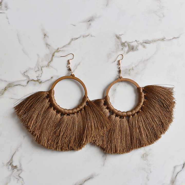 Statement Threaded Fringe Hoop Earring