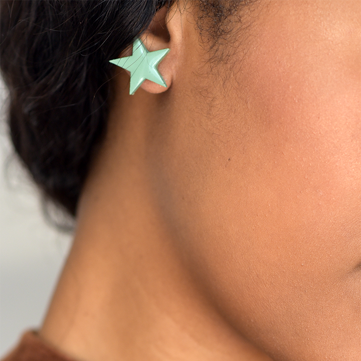 Star Stud Wood Earrings