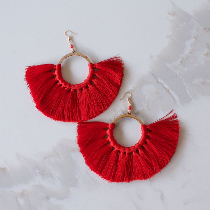 Statement Threaded Fringe Hoop Earring