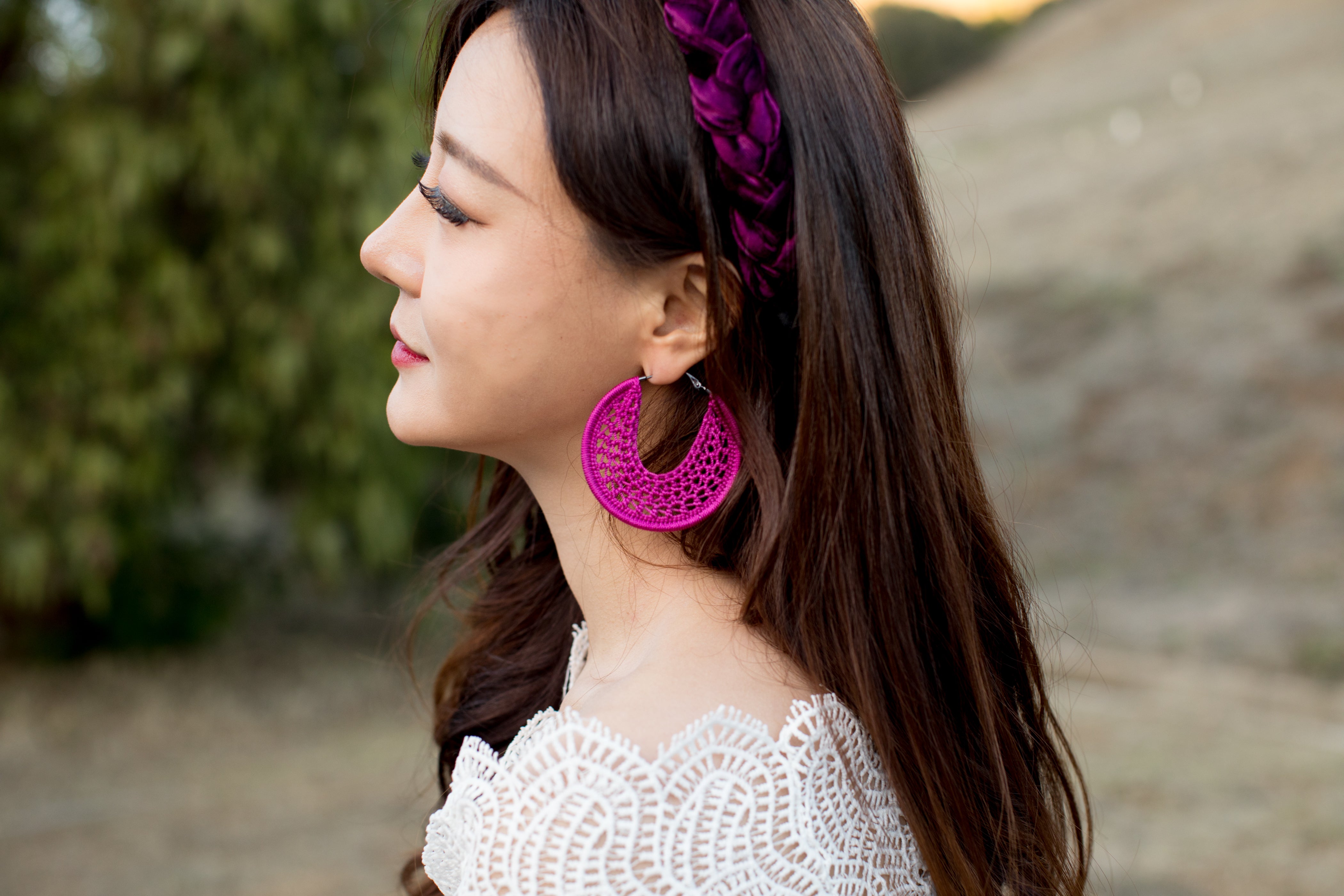 Lisa Earrings Magenta