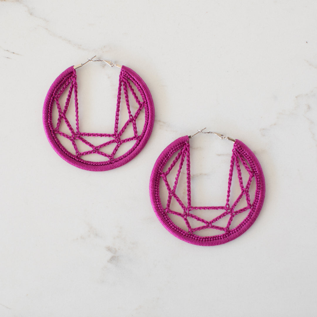 Ayca Hoop Earrings Magenta