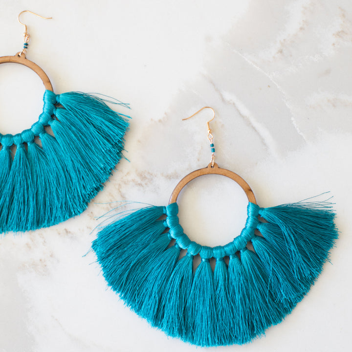 Statement Threaded Fringe Hoop Earring