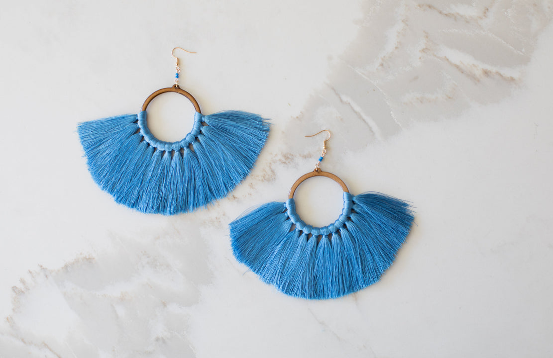 Statement Threaded Fringe Hoop Earring