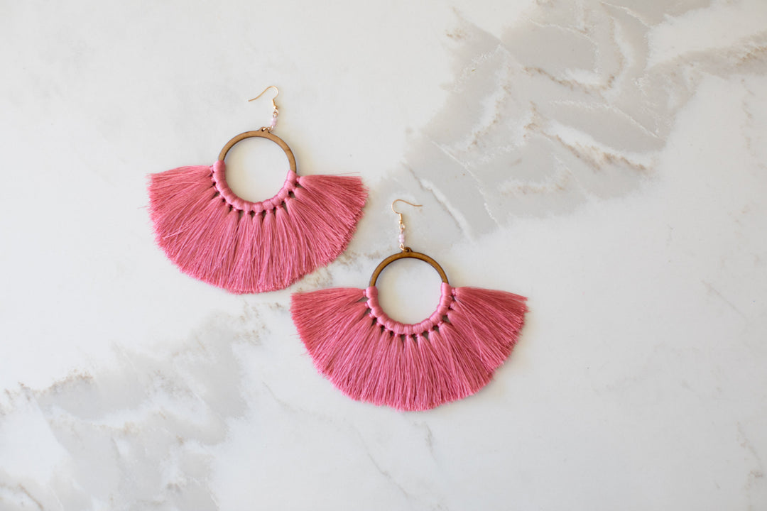 Statement Threaded Fringe Hoop Earring