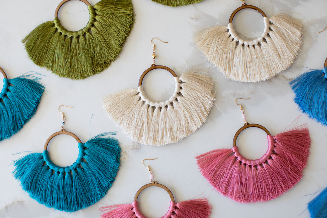 Statement Threaded Fringe Hoop Earring